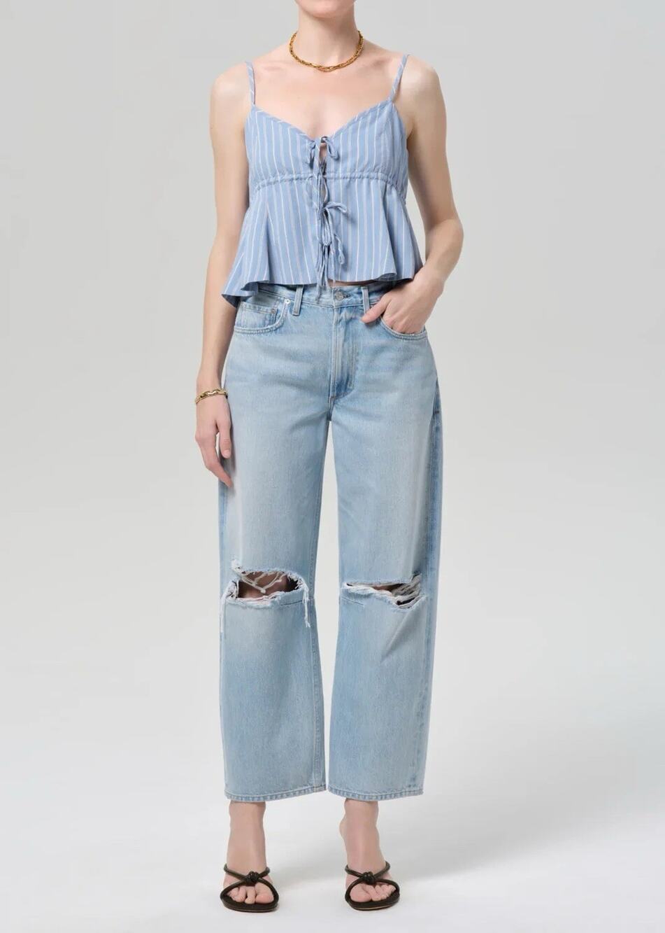 NWT Citizens of Humanity Miro Relaxed Barrel Jean Womens Sz 28 Blue Damaris